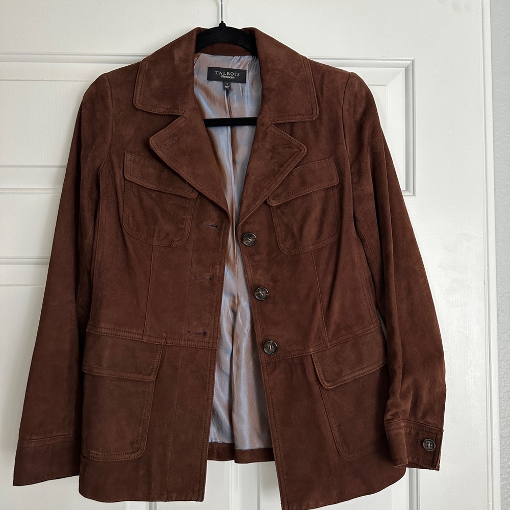 Talbots Brown Real Suede Riding Jacket Coat